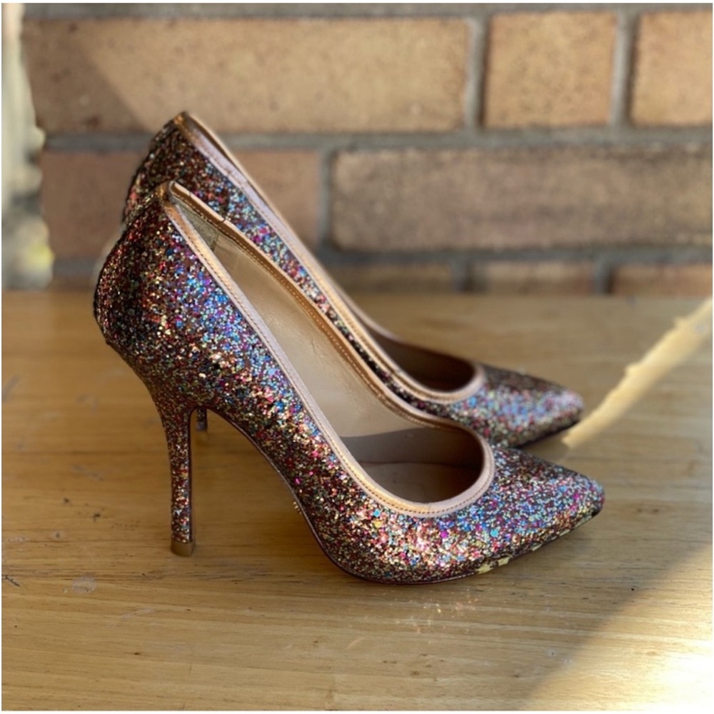 Schutz Delila Women’s Size 6 Multicolor Glitter Sparkle Pointed Toe Heels Pumps - Picture 6 of 12